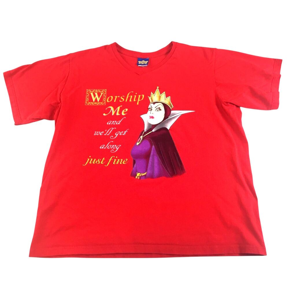 Disney Classics T-Shirt Red V-Neck Evil Queen Size 18/20